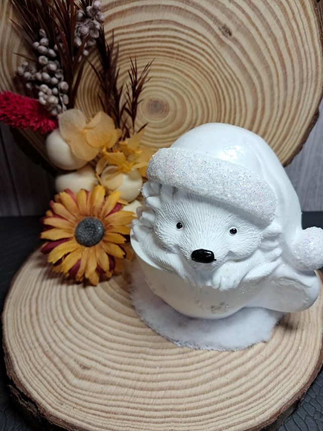 Deco  herisson de  noel blanc