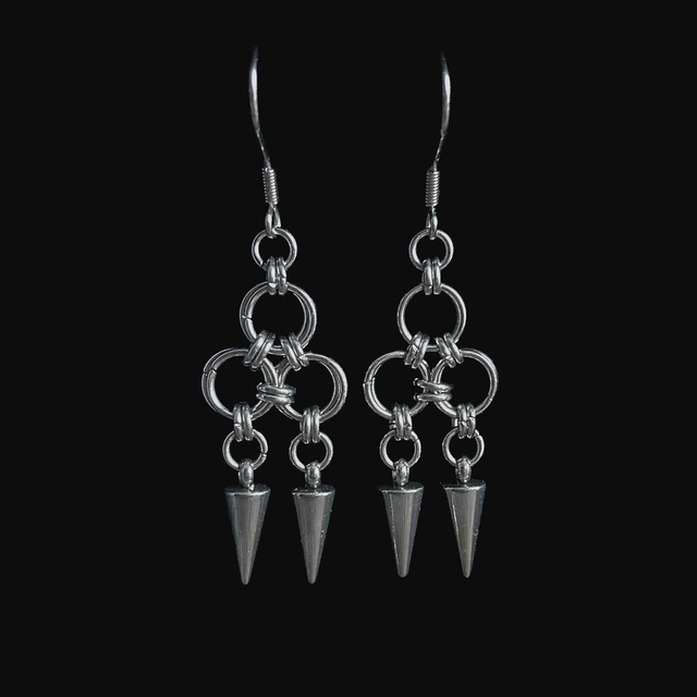 Kolczyki Chainmaille z Kolcami