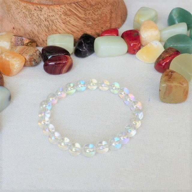 Cristal de Roche / Bracelet Boules de 8 mm / Rondes et Polies en Pierres Naturelles