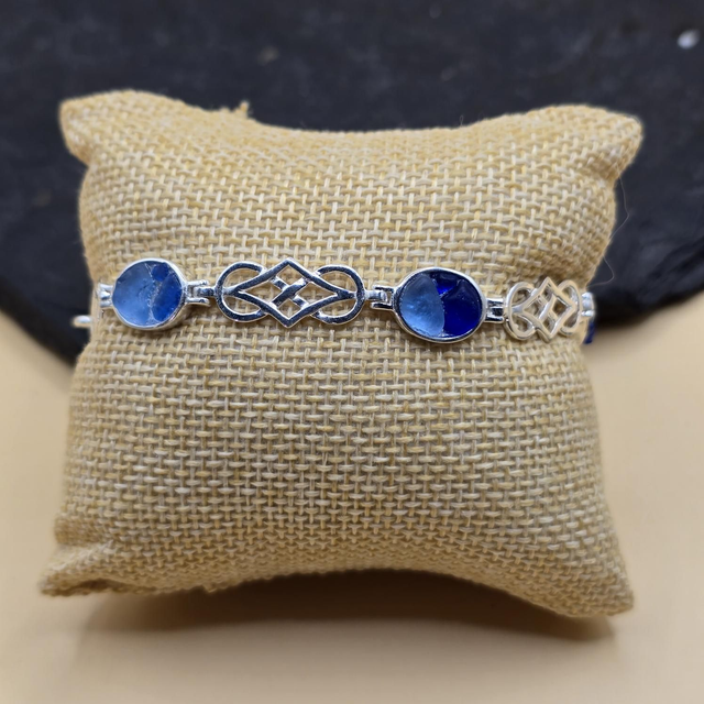 925 Celtic Scottish Seaglass Bracelet Sterling Silver