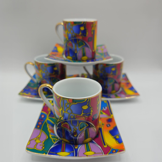 Ensemble de 4 tasses et sous-tasses à café