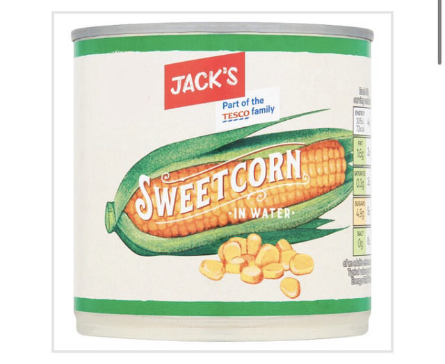 Sweetcorn, Jack's Sweetcorn in Water 340g