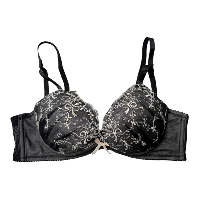 Black bow embroidered Japanese Bra UK 32B 