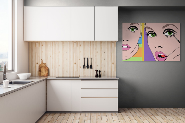 Canvas Wall Art, Supermodel Twiggy, Large Scale Graphical Colourful Artwork, Four Sizes, Part 1 of a Set of 3