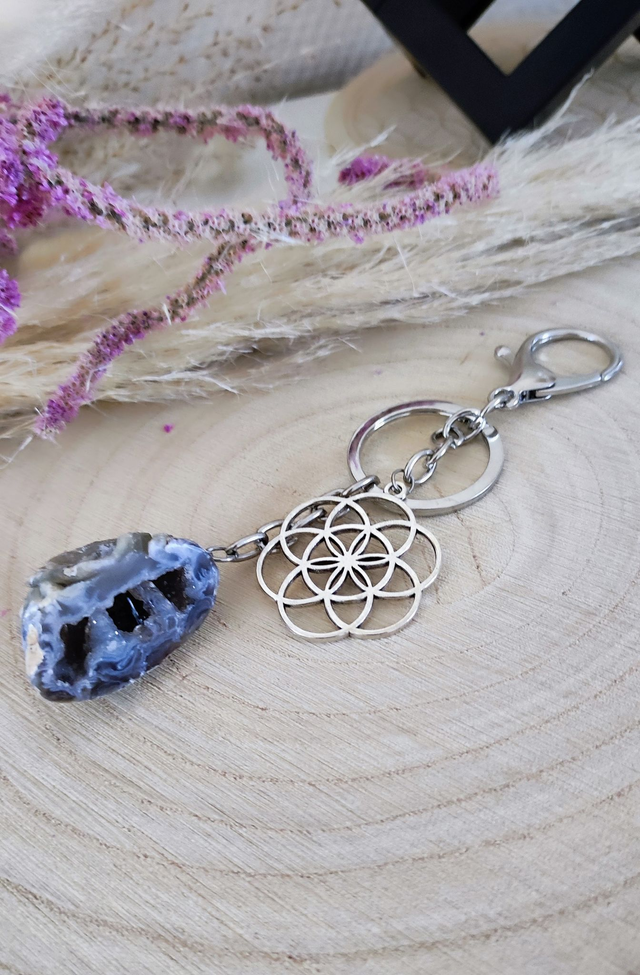 Porte Clés mini géode Agate brute n°4