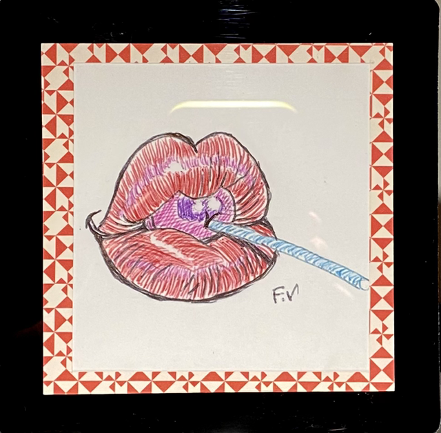 Petit cadre noir Bouche Bic 🫦 Sucette rose