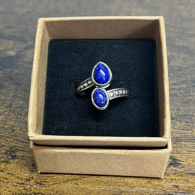 Bague en argent et Lapis-Lazuli - Taille réglable par le dessus