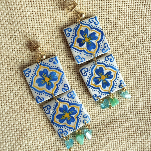 SERENA - Mediterranean Tile Statement Earrings