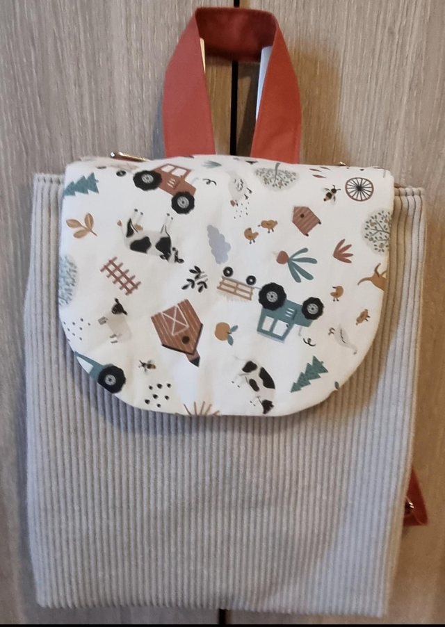 Sac à Dos personnalisable en velours côtelé et coton avec Bretelles Réglables