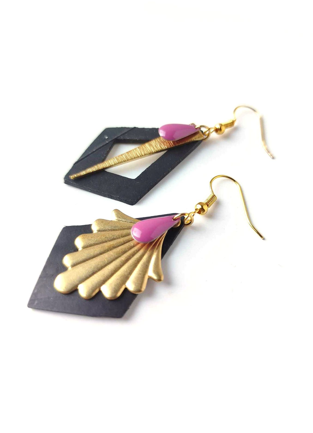 Boucles d'Oreilles Asymétriques Upcyclées  en Chambre à air Recyclée - Asymétriques