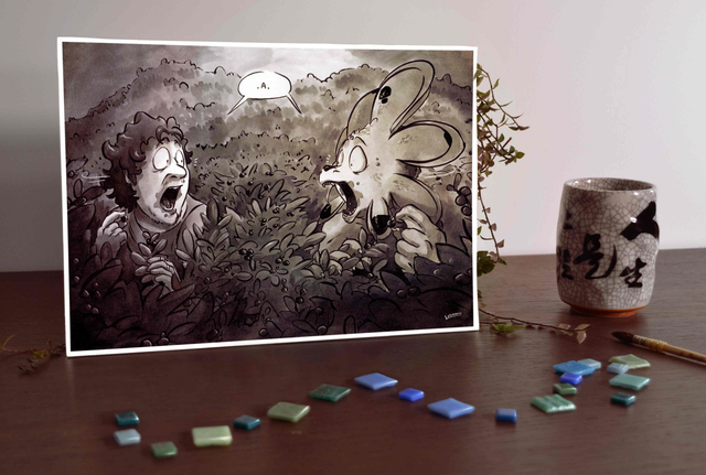 Carte postale A6 ou original - Salamandre - Rencontre