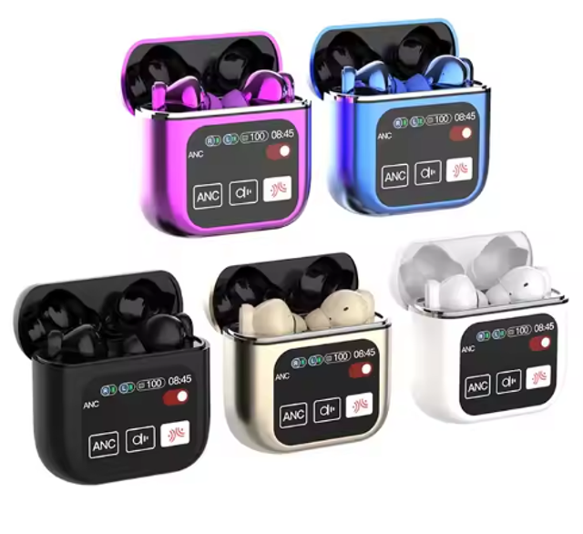 Écouteurs TWS à écran LED intelligent Écouteurs sans fil Bluetooth 5.4 avec affichage LED, casque de jeu, casque de sport, son HIFI