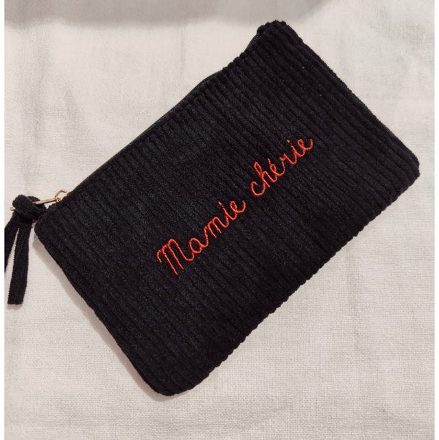 Pochette côtelée Mamie chérie noir