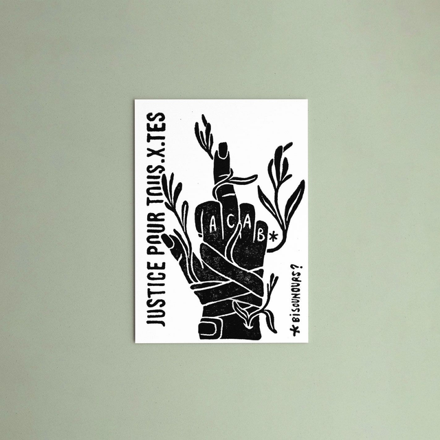 Linogravure "Justice pour tous.x.tes"