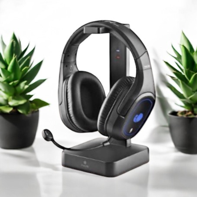 Microphone Casque Sans Fil Avec Lumière LED 2,4 GHZ - Noir - NGS