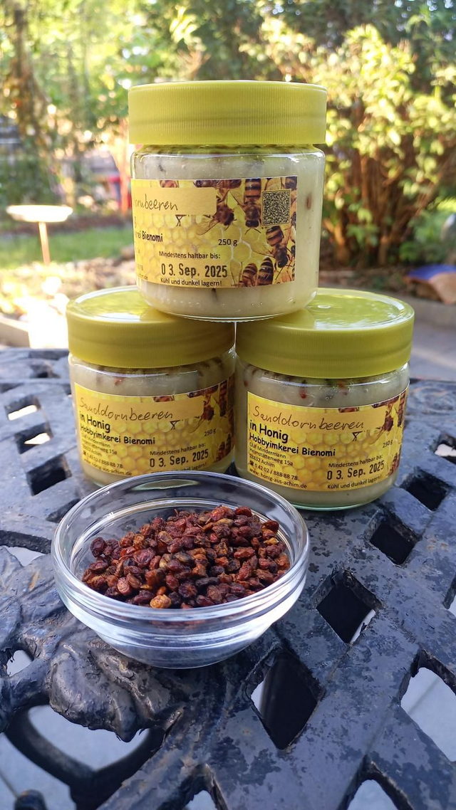 Sanddornbeeren in Honig, 250-g-Glas