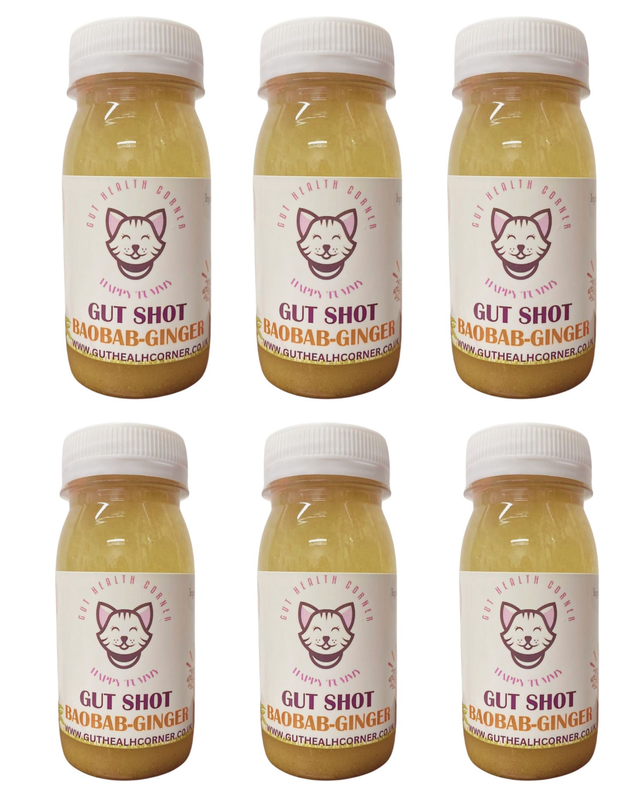 Happy Tummy Gut Shots - Routine Pack ++ 120ml x 6 ++ Baobab-Ginger