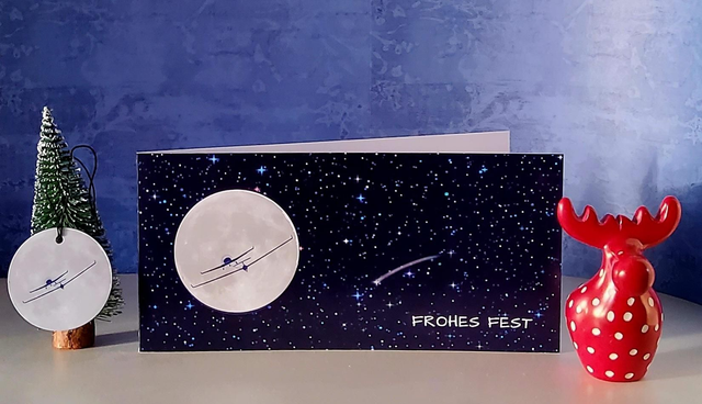 Weihnachtskarte Segelflug "To the Moon"