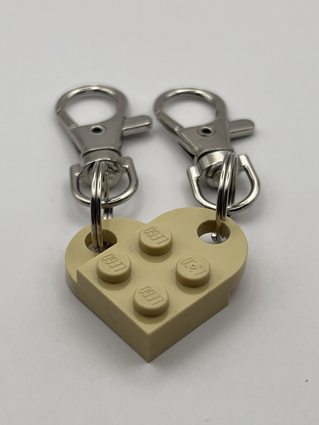 Lego Heart Keyring - Beige.