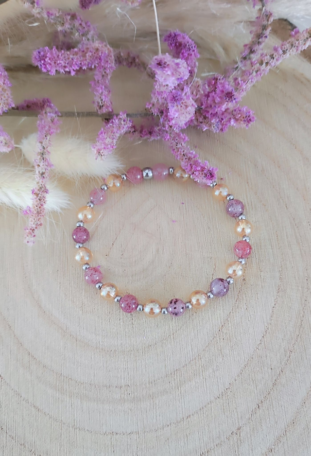 Bracelet "Épanouissement et Joie" Quartz fraise
