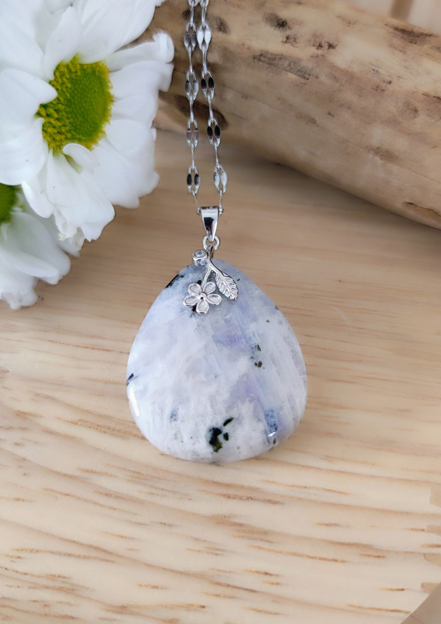 Pendentif Péristérite (Labradorite blanche) Pièce Unique