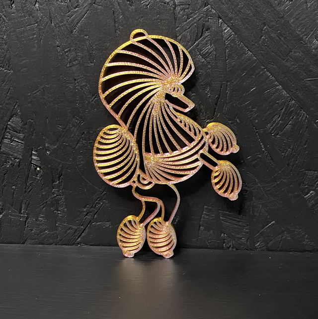 3D - Poodle Continental Yellow Rose Gold