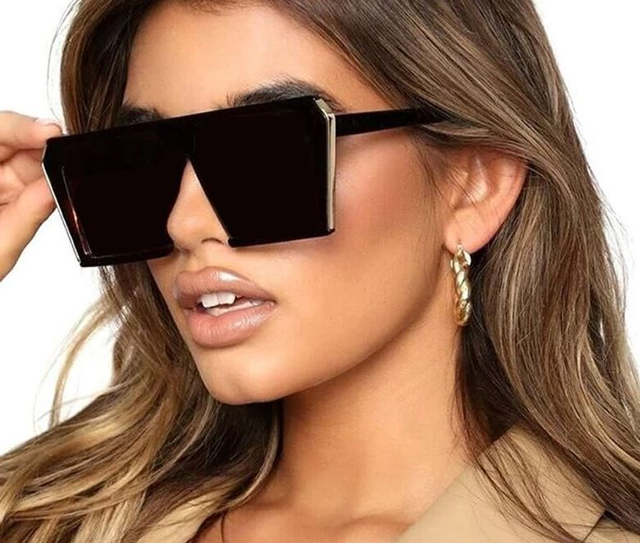  Boston - Big-Glass Sonnenbrille Schwarz oder Leo