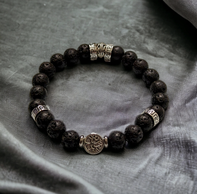 Colère et Ancrage / Bracelet pierre de lave - 8 mm