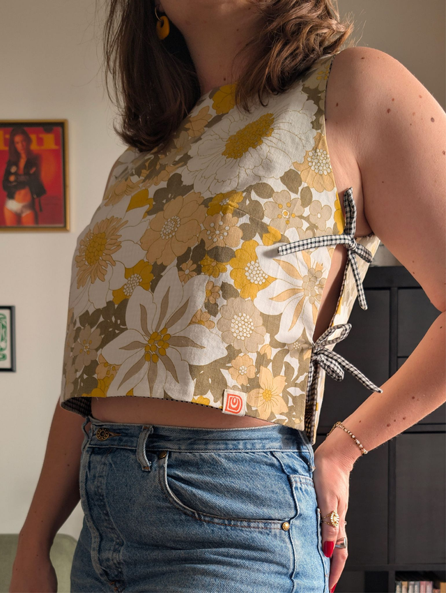 Top Joséphine Fleurs 70&#039;s/Vichy