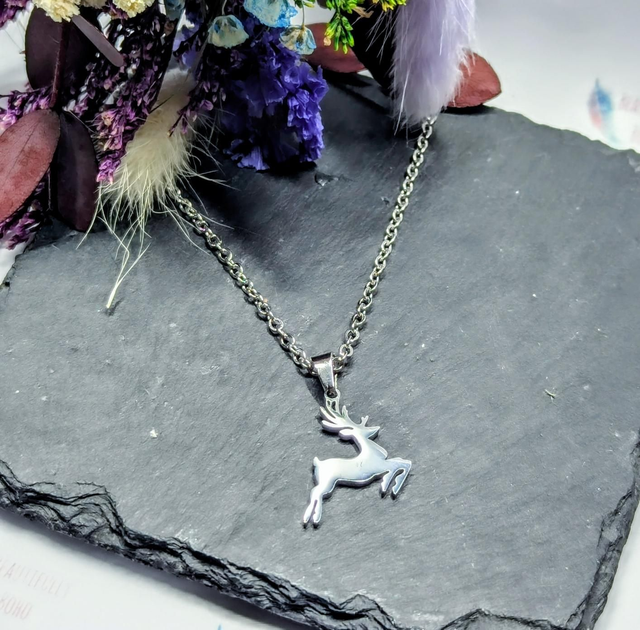 Stainless Steel Necklace With Deer Pendant 