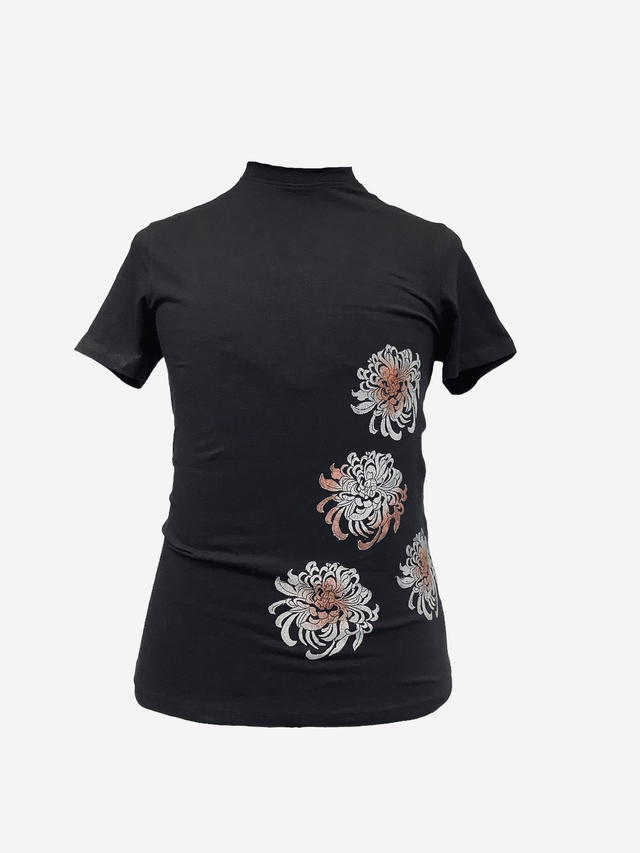 Floral handprinted graphic art T-shirt 