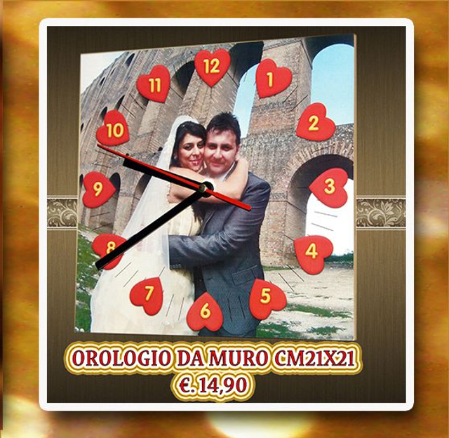 OROLOGIO IN LEGNO CM 21X21 CON FOT PERSONALIZZATA
