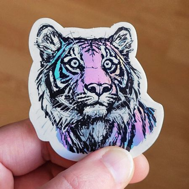 Holographic tiger sticker