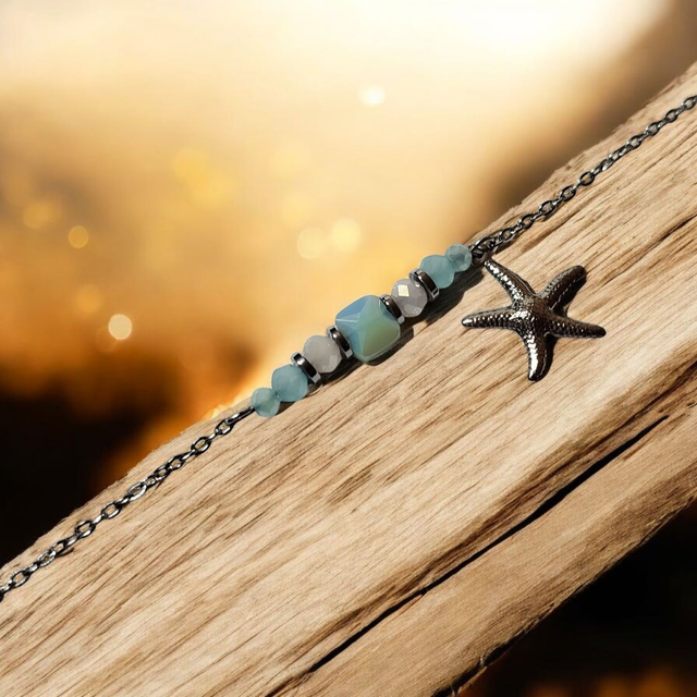 Bracelet acier inoxydable bleu clair et argenté