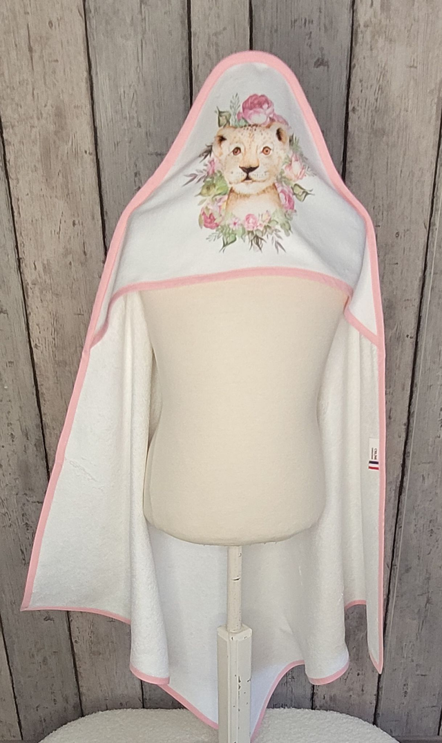 Cape de bain Animaux aquarelle rose