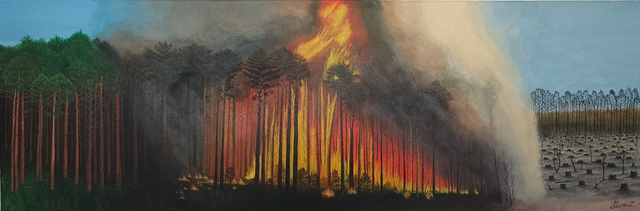 "Feu de forêt" 40X120cm   
