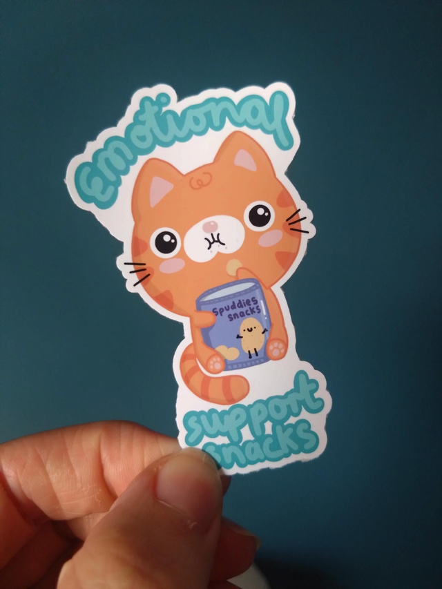Emotional support snacks cat die cut vinyl sticker 
