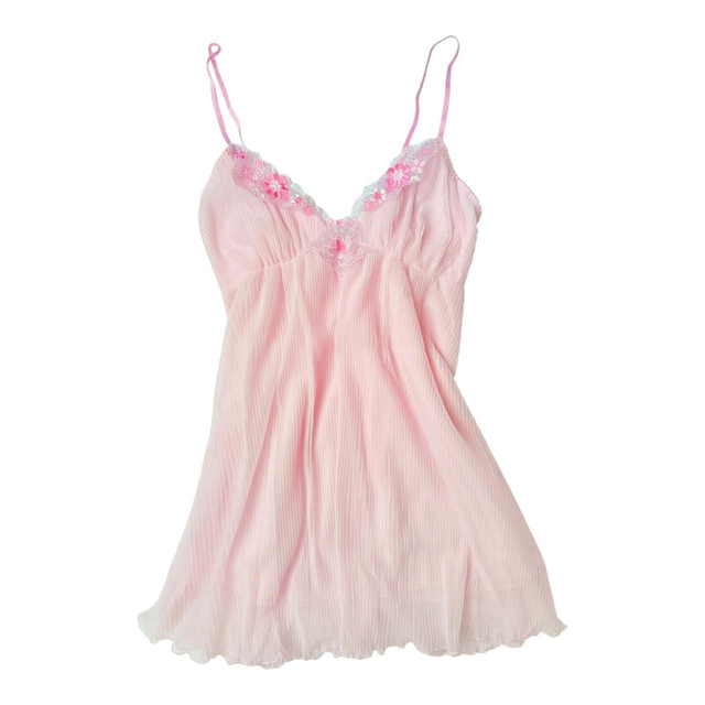 coquette pink floral embroidered cups slip dress