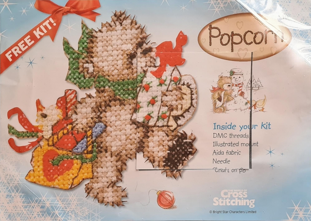 New Small Cross Stitch Bear Christmas Presents