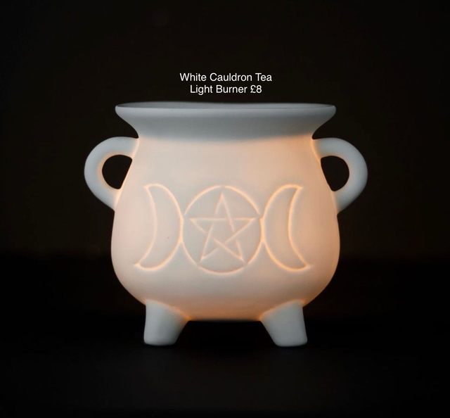 White Cauldron Tea Light Burner 