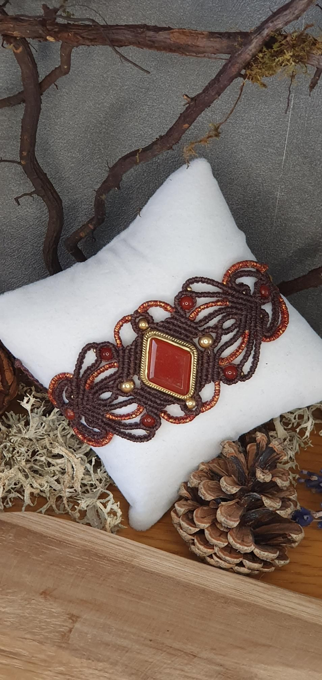 Bracelet micro macramé cornaline 