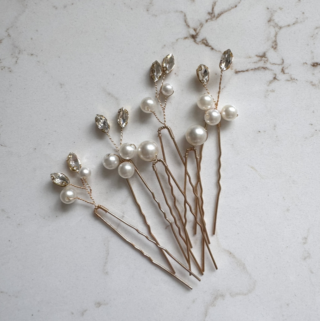 Grace Crystal and Pearl Hair Pins