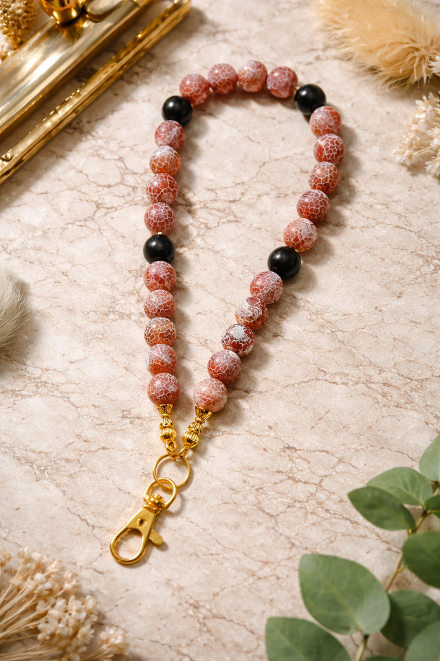 Agate rouge givré - onyx