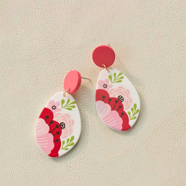 Pink floral earrings