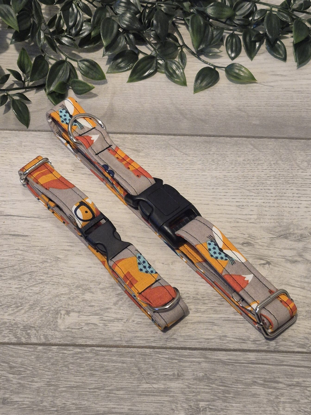 Smart Foxes Fabric Dog Collar | 4 Sizes | 2 Buckle Types
