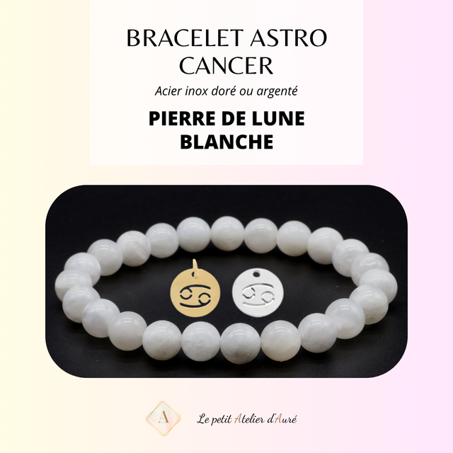 Cancer - Bracelet Astro Pierre de Lune Blanche