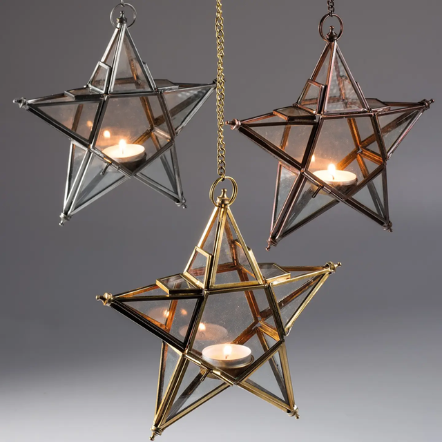 Hanging Clear Glass Star Lantern