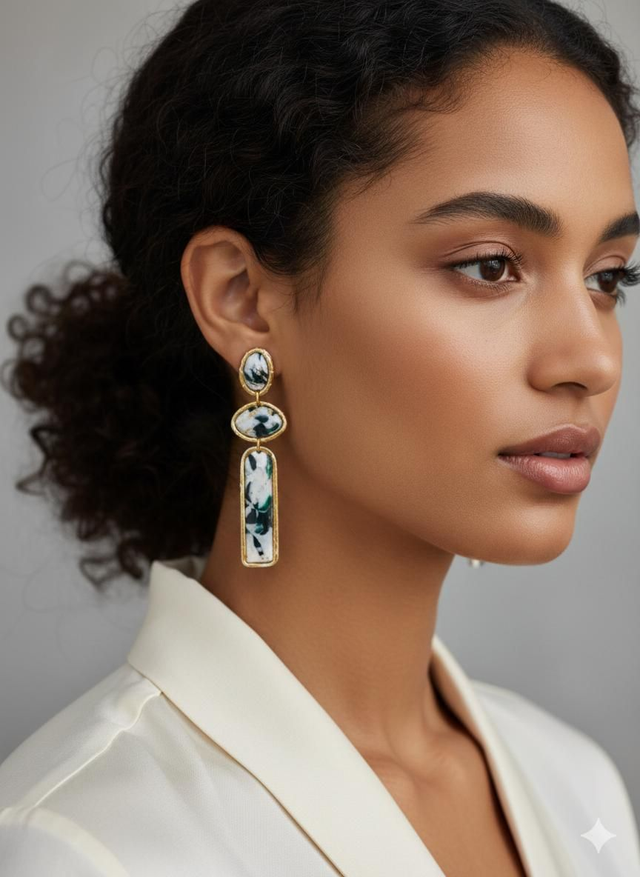 Green marble kolekcija- Veliki viseči uhani