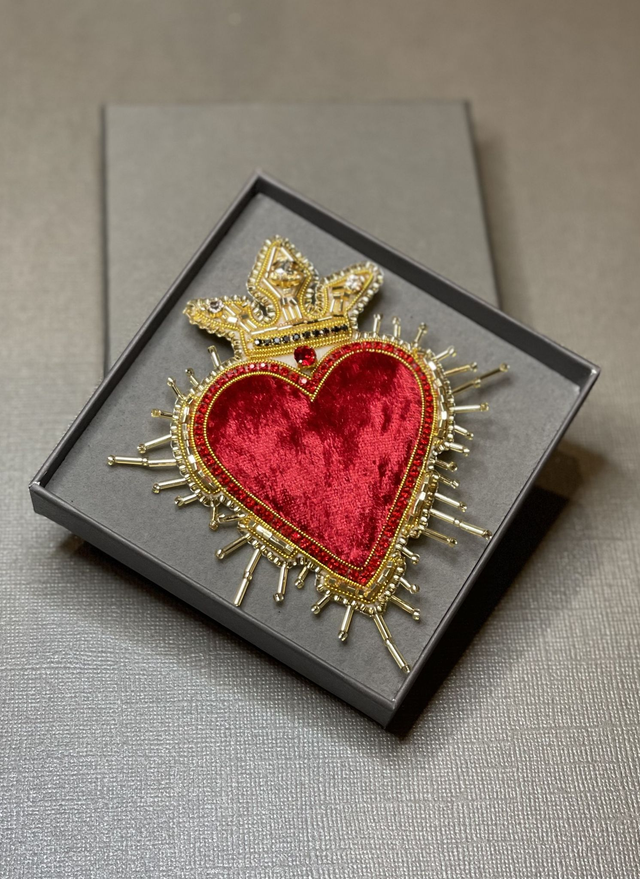 Velvet Sacred heart brooch