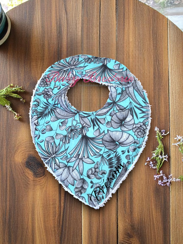 Bandana bleu à feuillage gris